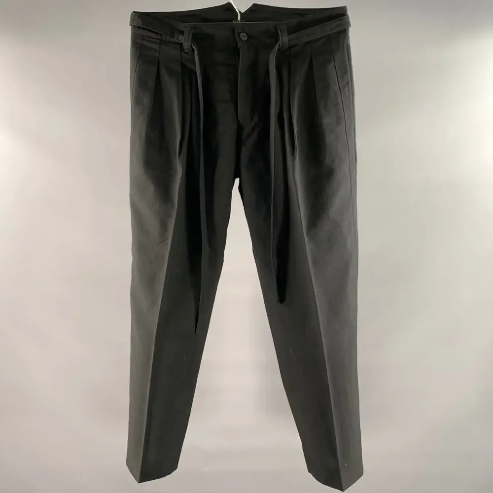 VISVIM Size L Black Wool Linen Waist Tie Pants
